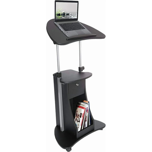 good fortune Sit-to-Stand Mobile Medical Laptop Computer Cart, Black, Adjustable Height, B005