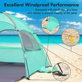thumbnail image 5 of WhiteFang Beach Tent Anti-UV Portable Sun Shade Shelter for 3 Person, Extendable Floor with 3 Ventilating Mesh Windows Plus Carrying Bag, Stakes and Guy Lines (Turquoise Green ), 5 of 7