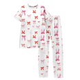 thumbnail image 3 of Garbnen Womens Valentines Pajamas Set Bow Print Short Sleeve Crew Neck Pjs Top and Pants Spring Summer Sleepwear 2 Pieces Clothes, 3 of 4