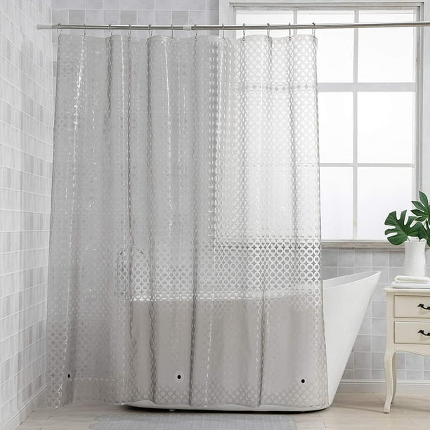 Eva Clear Shower Curtain Liner Water Repellent For Bathroom Stall Grey Circle Pattern 72 X Inches Com Eva Clear Shower Curtain Liner Water, Circle Shower Curtain Liner