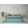 thumbnail image 3 of Ahgly Company Indoor Round Medallion Light Blue Traditional Area Rugs, 3' Round, 3 of 4