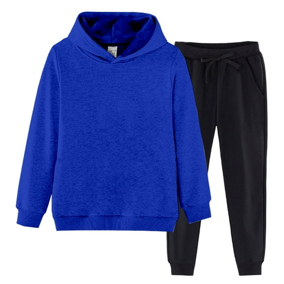 XIMIN Boys Girls Thicken Sweater 2 Piece Suits Fleece Hooded Sweatshirt and Jogger Sweatpants Pants Teen Winter Youth Kids Activewear Thermal Outfits