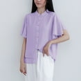 thumbnail image 6 of WREESH Women's Chiffon Button Down Shirt Mandarin Collar Ruffle Sleeve Flowy Summer Blouse, 6 of 7