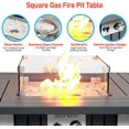 thumbnail image 4 of SereneLife Table de Foyer au Propane Extérieur - Certifié CSA/ETL 50,000 BTU Allumage par Impulsion Table de Feu au Propane Carrée Résistante aux Intempéries avec Flamme Réglable - Pare-Vent en Verre, Roches en Verre - SLFPX69, 4 of 5