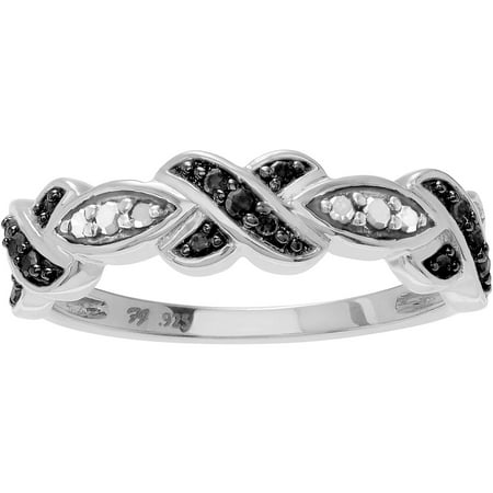 Brinley Co. Women's 1/5 Carat T.W. Black and White Diamond Sterling Silver Fashion Ring