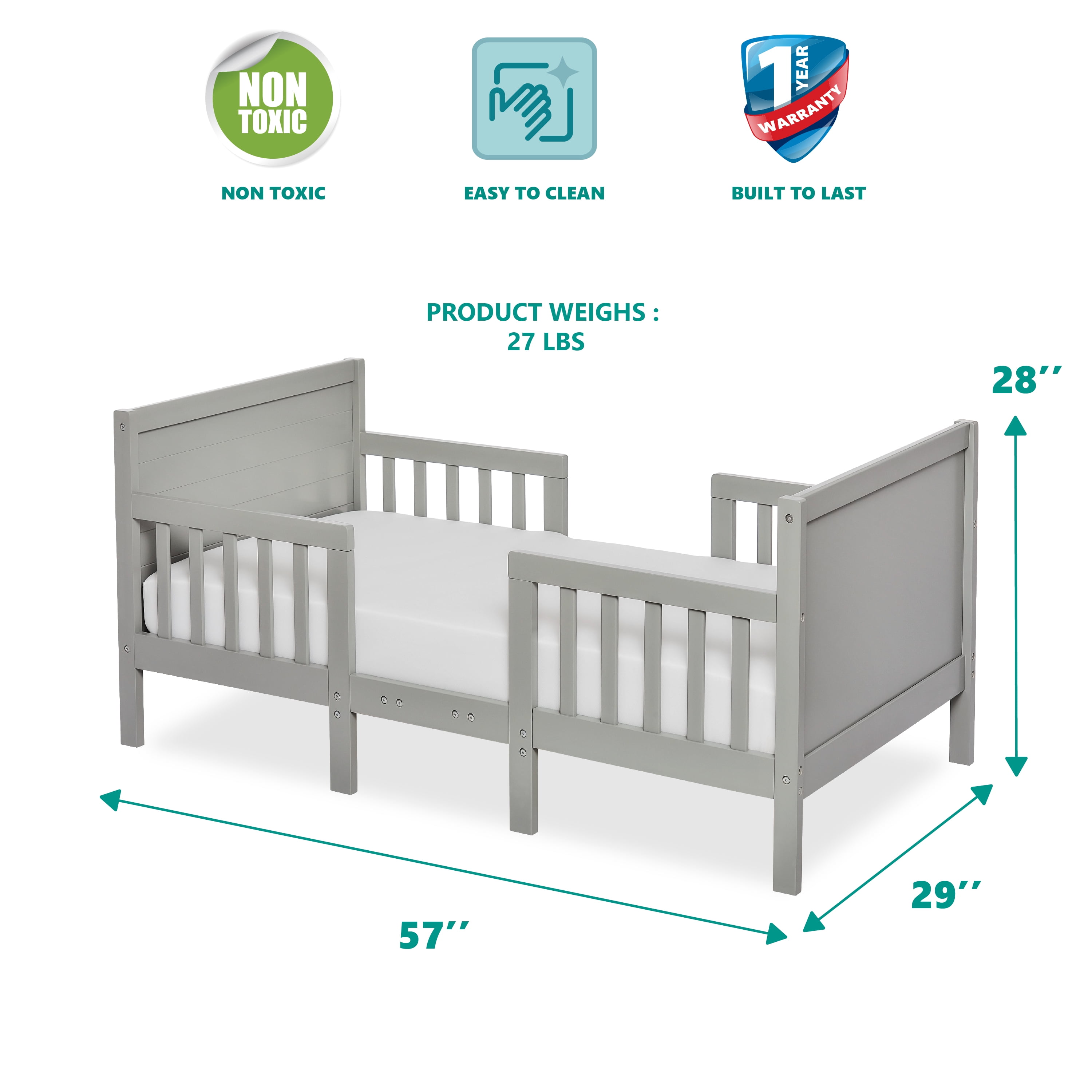 Dream On Me Hudson In Convertible Toddler Bed, Cool Grey atelieryuwa