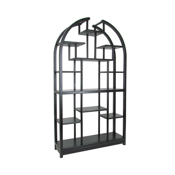 Arched Shape Display Unit with Multiple Shelves, Antique Black