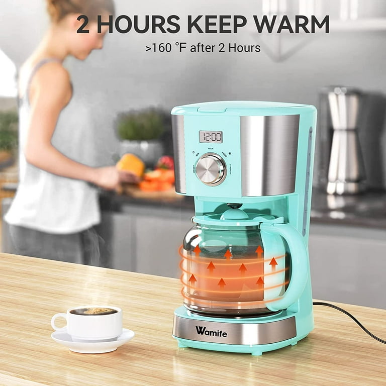 Wamife,12-Cup Programmable Coffee Maker, Wamife Drip Coffee Machine Coffee  Brewer with Timer 