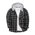 thumbnail image 1 of Men's Plaid Long Sleeve Shirt Men's Pocket Button Hooded Sweatshirt XL, 1 of 3