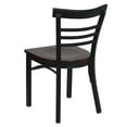 thumbnail image 4 of Emma + Oliver Black Three-Slat Ladder Back Metal Dining Chair/Mahogany Wood Seat, 4 of 7