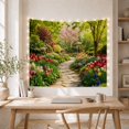thumbnail image 5 of Tulips on Garden Pathway with Blossoming Tree and Flower Beds, Peaceful Cottagecore for Flower Lovers, Floral Wall Art, Housewarming Gift, Tapestry Wall Hanging for Bedroom and Living Room, 5 of 7