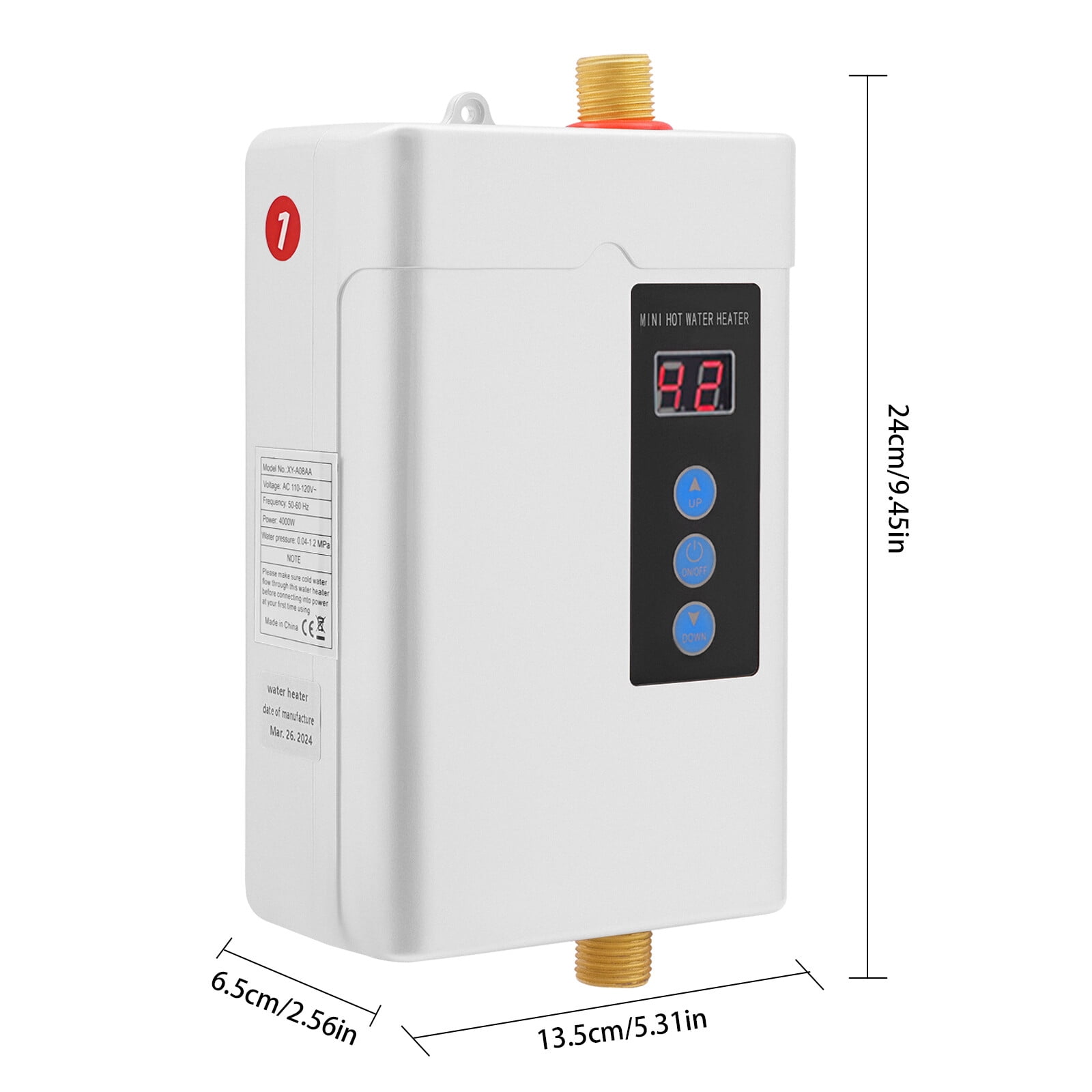 4KW Electric Water Heater, Under Sink Instant Calorifier & LCD Touch Screen For Homes, Schools And Offices