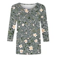thumbnail image 5 of SOOMLON Womens 3/4 Sleeve Summer Tops Plus Size Tunic Cotton Tops Casual Crew Neck Shirts Cute Floral Graphic T Shirts 2025 Fashion Spring Summer Ladies Tops Loose Fit Basic Outfits Pullover Gray 3XL, 5 of 5