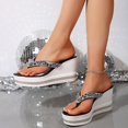 thumbnail image 3 of Dakaela Women's Platform Flip Flop Rhinestones Arch Support Summer Thong Sandals Soft Cushion Slippers, 3 of 7
