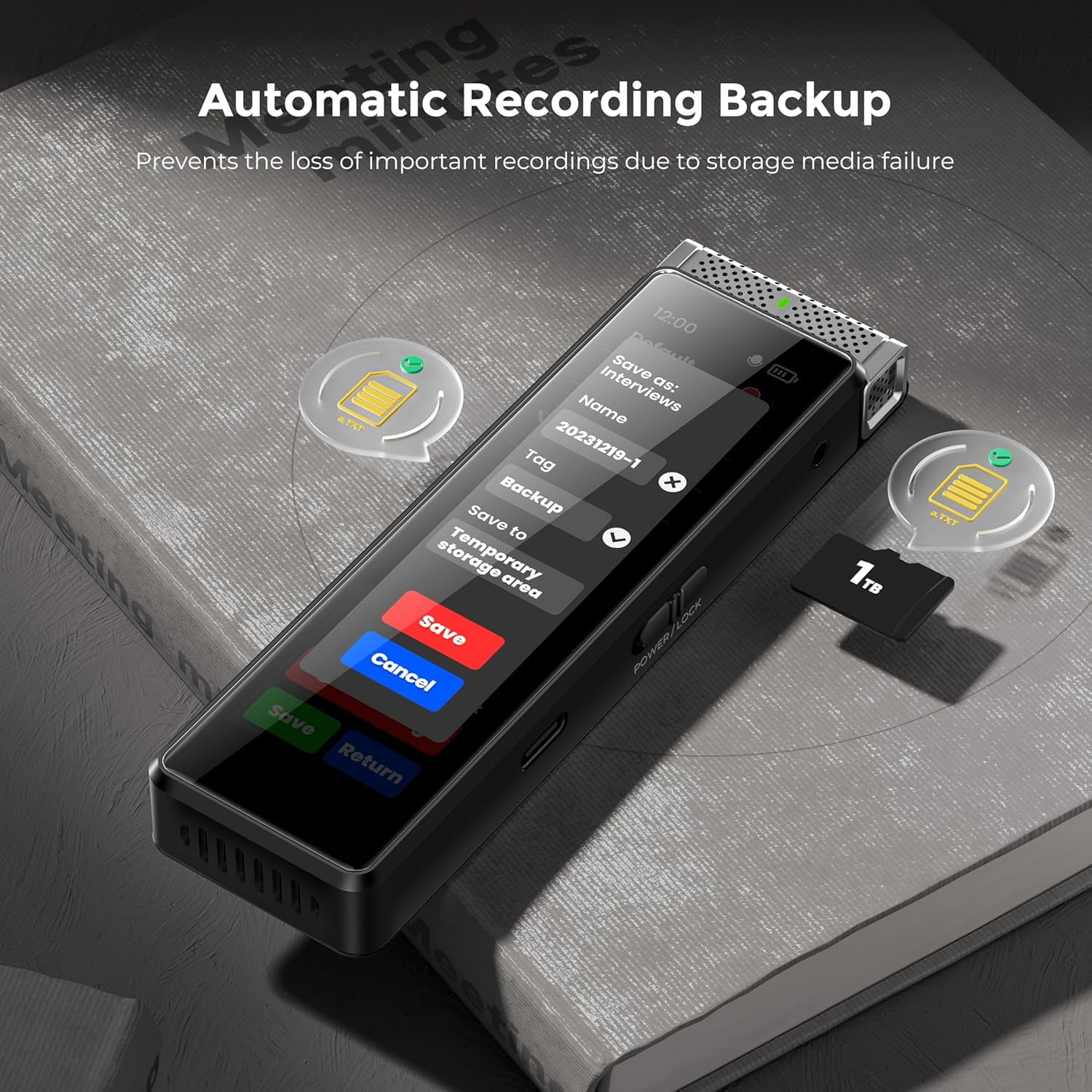 136GB Digital Voice Recorder with Playback, Innioasis R1 Full Touchscreen Voice Recorder with AI Intelligent Transcription and Bluetooth, Voice Activated Sound Audio Recorder Device with Mic (Silver)