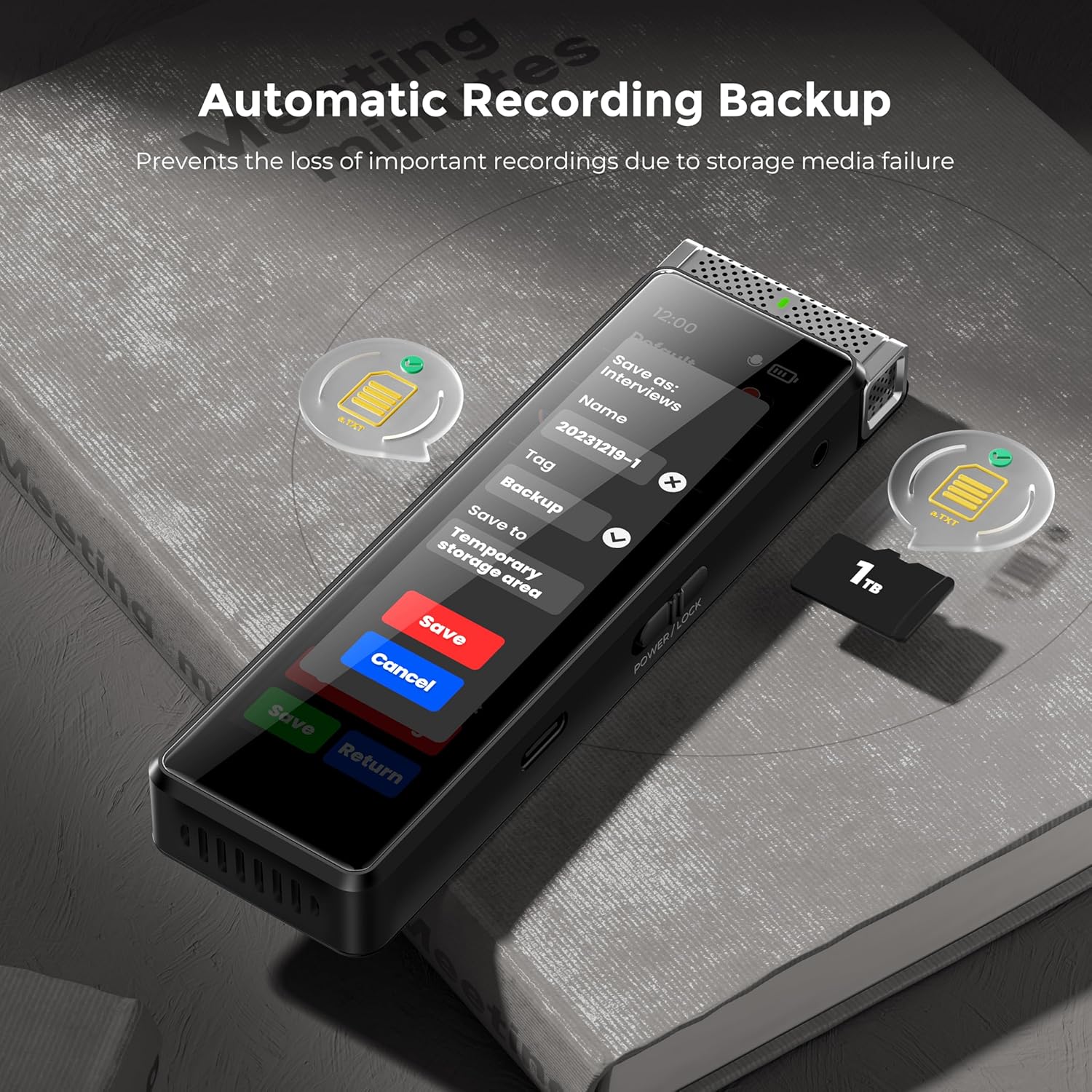Innioasis R1 136GB Digital Voice Recorder with AI Transcription photo 5