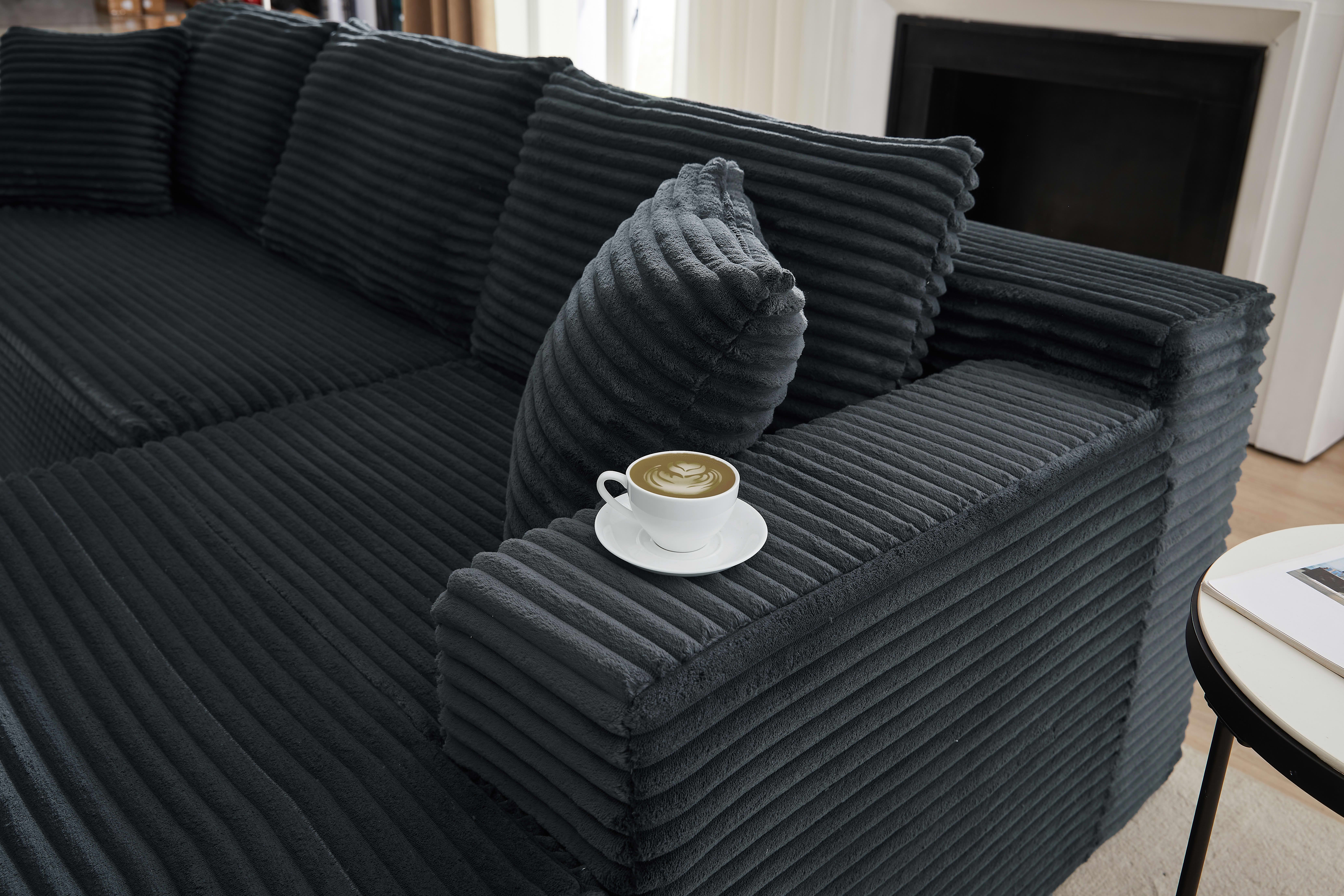 MAYEERTY L-Shaped Cloud Sectional Sofa, No Assembly Required Sleeper Couch for Bedroom & Apartment, 103×65" Dark Gray