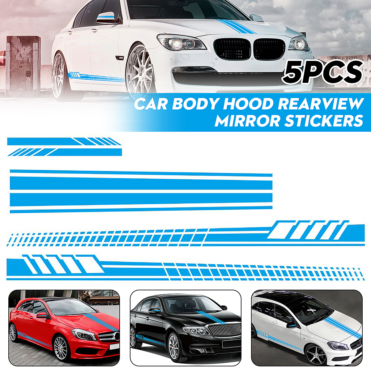 5pcs Long Stripe Graphics Car Racing Side Body Mirror Vinyl Decal Stickers For All Cars Walmart Com