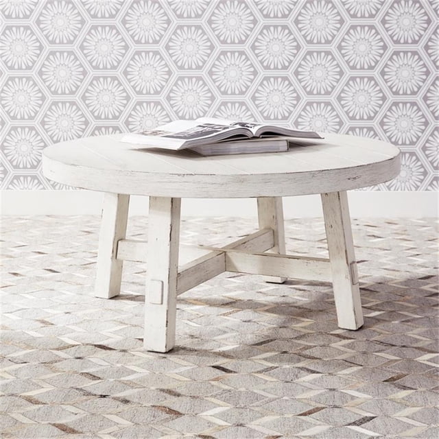 Liberty Furniture Fauteuil de Style Ferme Moderne à Pattes Évasées Rond Cocktail - Blanc