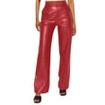 thumbnail image 1 of Aayomet Femmes Leather Leggings High Waisted Doublé Pantalon Extensible Maistom Collants, Rouge M, 1 of 4