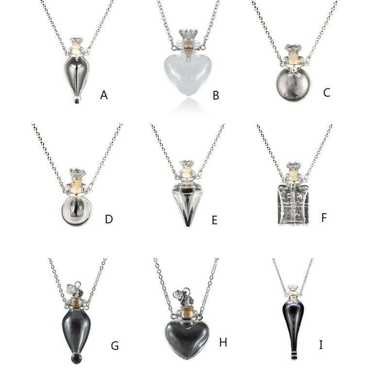 Transparent Heart Vial Perfume Bottle Necklaces for Titanium Steel