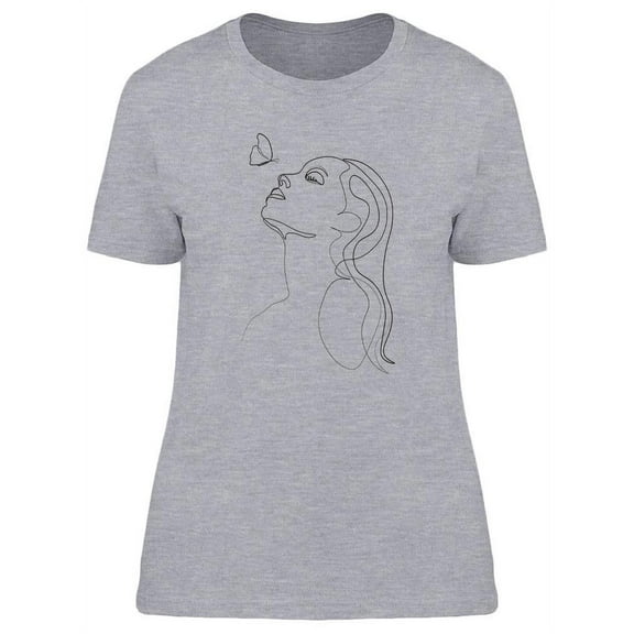 Butterfly Over Woman Face T-Shirt Women -Image by Shutterstock, Female Medium