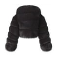 thumbnail image 2 of Women's Faux Fur Jacket Long Sleeve Sexy Short Cropped Faux Fox Fur Trim Stylish Tailored Coat Warm 2025 Winter Fashion Trends Outerwear for Women, 2 of 2