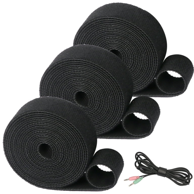 Skycase Reusable Cable Ties with Velcro 2 m Velcro Cable Ties Velcro Tape  Roll 20 mm Wide Cable Management Cable Organiser Velcro Cable Ties Velcro  Can Be Cut to Size Black (Pack of 3) 