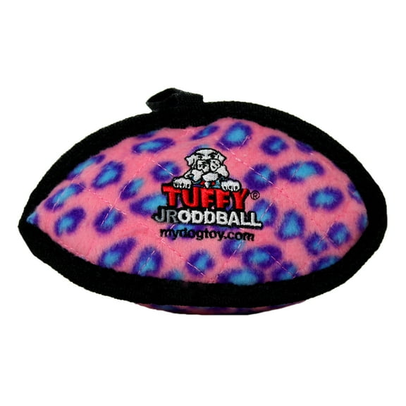 Tuffy Jr Odd Ball Pink Leopard Durable Plush Dog Toy