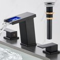 thumbnail image 1 of Grifo de baño AVSIILE LED Waterfall con 3 orificios, negro mate, 20 cm, 1 of 9