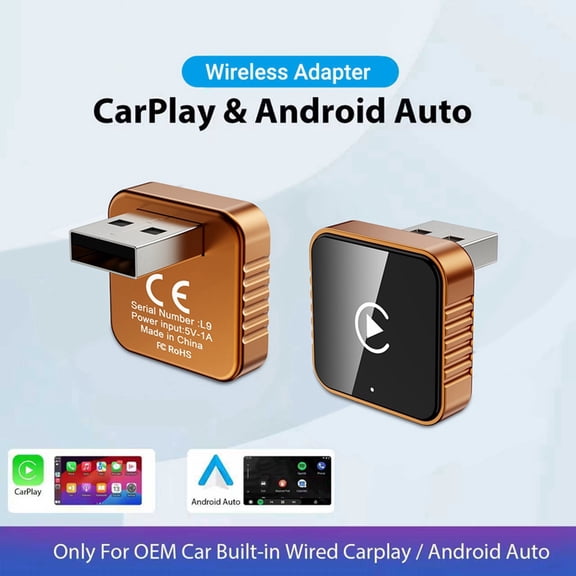 In-Car 2-in-1 Wireless CarPlay & Android Auto Adapter with 5G WiFi, Bluetooth 5.4