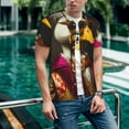 thumbnail image 6 of Zufioo Noble Style Duck Print Men's Baseball Short Sleeve, Moisture Wicking Button-Down Hip Hop Tee-Medium, 6 of 7