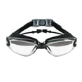 thumbnail image 1 of Gafas de natación antivaho, impermeables, transparentes, de visión amplia, con tapones de silicona suave para los oídos, para hombres y mujeres, color negro, 1 of 12