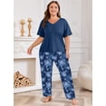 thumbnail image 2 of PinkBeautiM Women Plus Size Pajamas Set V Neck Prints Pjs Sleepwear with Pockets, 2 of 6