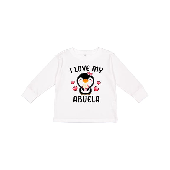 Inktastic I Love My Abuela with Cute Penguin and Hearts Girls Long Sleeve Toddler T-Shirt