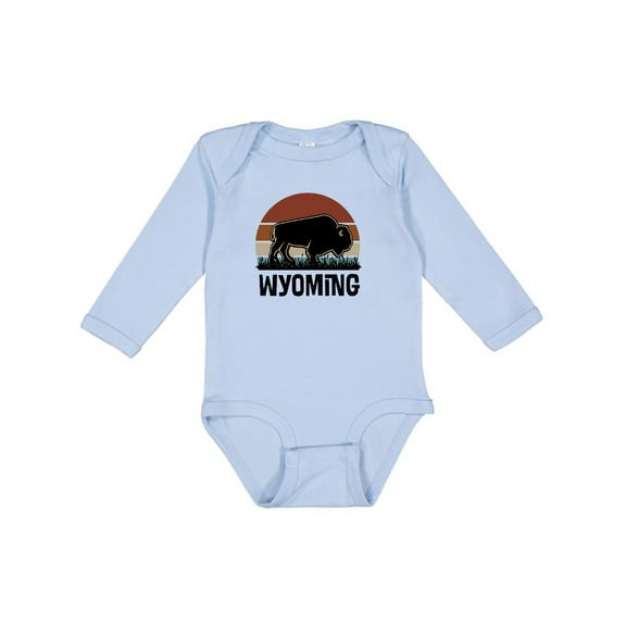 Inktastic Wyoming Buffalo Retro Sunset Boys or Girls Long Sleeve Baby Bodysuit