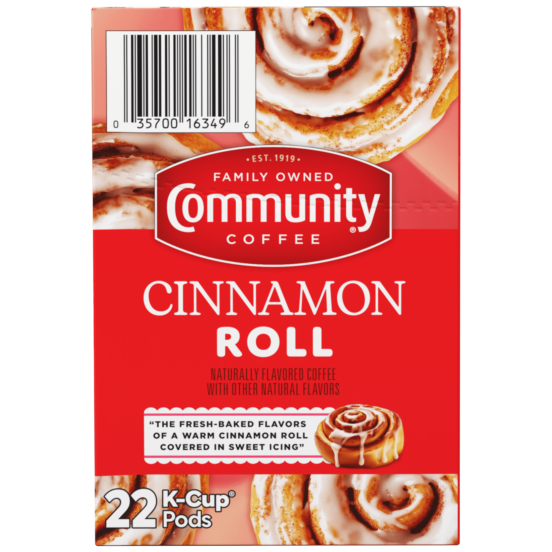 Community® Coffee Cinnamon Roll Coffee Single-Serve Cups 22 Count Box