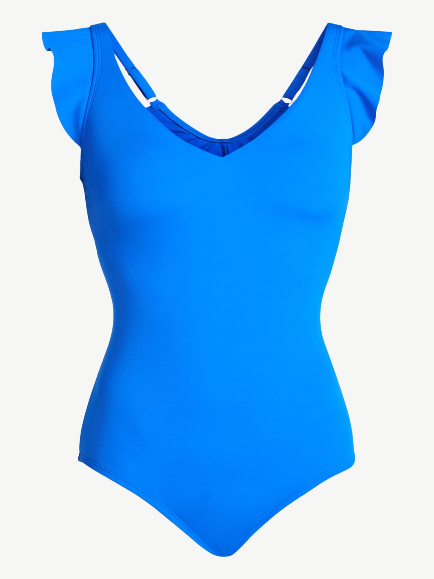 Time and Tru Women's and Women's Plus Size Ruffle Strap One Piece Swimsuit, Sizes XS-3X