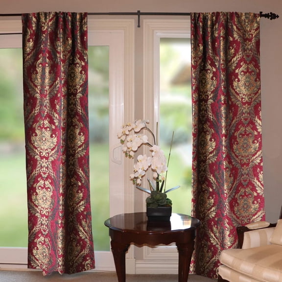 Woven Damask Polyester Jacquard Heavy Upholstery Curtain Panel 56 Inch Wide