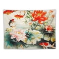 thumbnail image 5 of GOSMITH Koi Carp Fish Lotus Flower Tapestry,Chinese Style Watercolor Painting Art Wall Hanging Art Girls Boys Nature Animals Plant Wall Red White Adult Porch Hangings Painting, 5 of 6