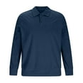 thumbnail image 4 of WAENQINLA Mens Waffle Long Sleeve Shirt Quarter Button Collared Solid Color Golf Shirt Big and Tall Work Basic Pullover Tops Navy XL, 4 of 6