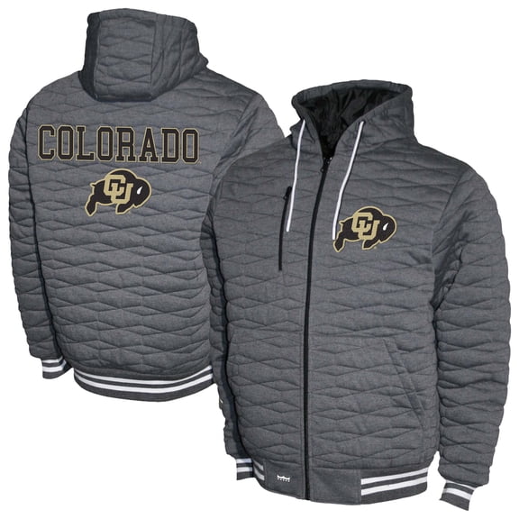 Men's Gray Colorado Buffaloes Quilted Full-Zip Hooded Jacket