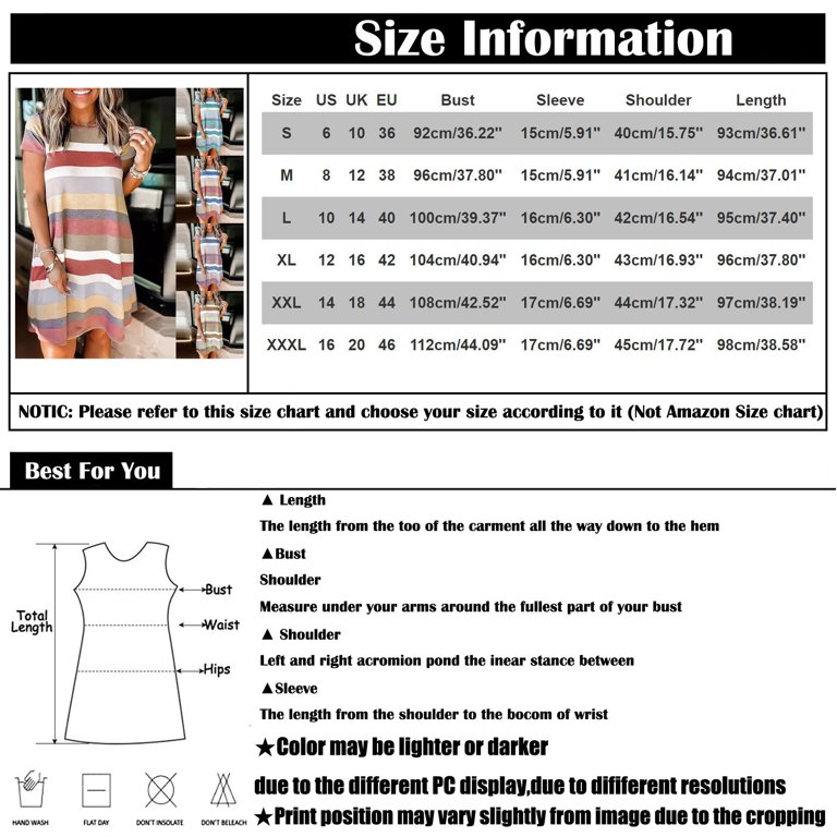 BEEYASO Clearance Summer Dresses for Women Round Neckline Striped