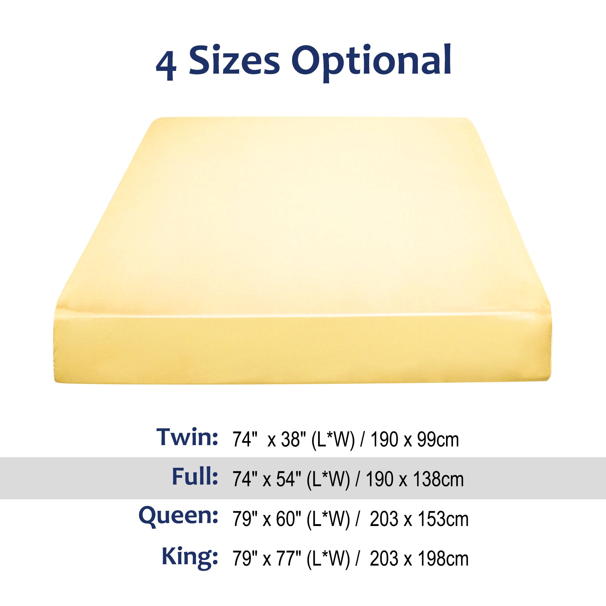 Unique Bargains 12" Large Pocket Satin Silk Fitted Sheet Full Gloden Tone