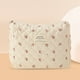 thumbnail image 4 of Bolsa de maquillaje acolchada para mujer, acolchada, de algodón floral, de viaje para mujer (flor rayada), 4 of 6