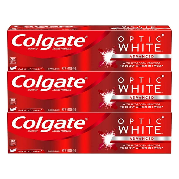 Colgate Optic White Whitening Toothpaste, Sparkling White 5 ounce (3