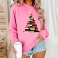thumbnail image 2 of Lovzfmll Chandail Sans Capuche Imprimé de Noël pour Femmes, Col Rond Coupe Décontractée Rose, P, 2 of 6