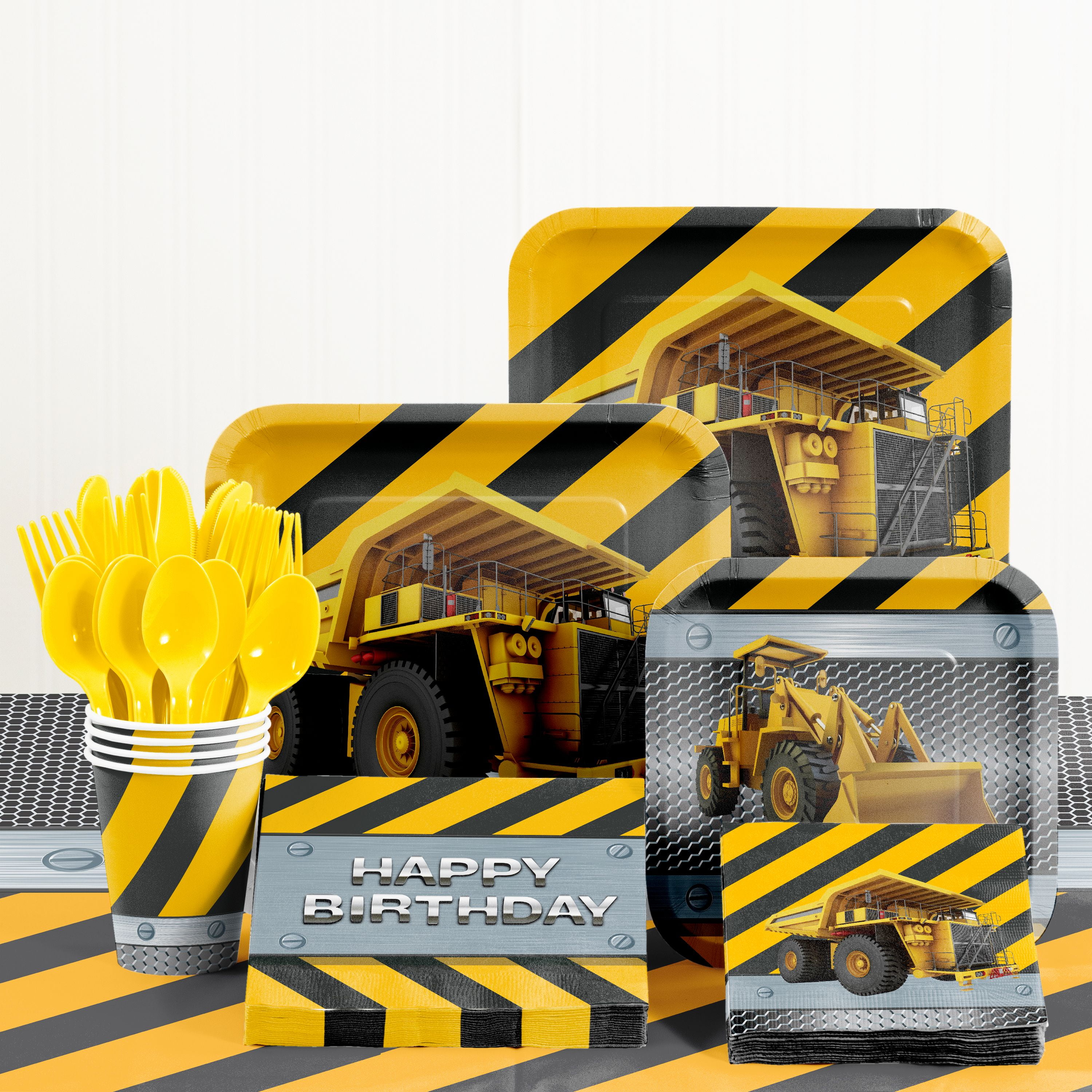 Birthday Zone Construction Birthday Party Supplies Kit for 8 Guests