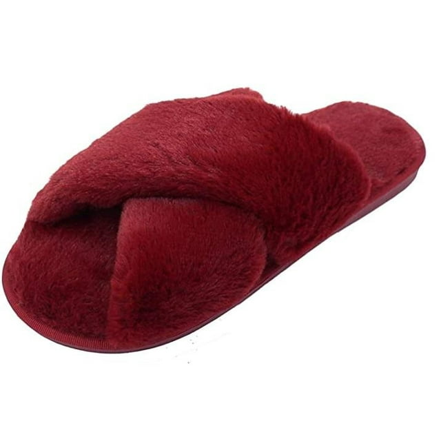 Pantoufles Femme Hiver Chaudes en Peluche Pantoufles Antidérapantes Plates Tongs Pantoufles Intérieur / Extérieur