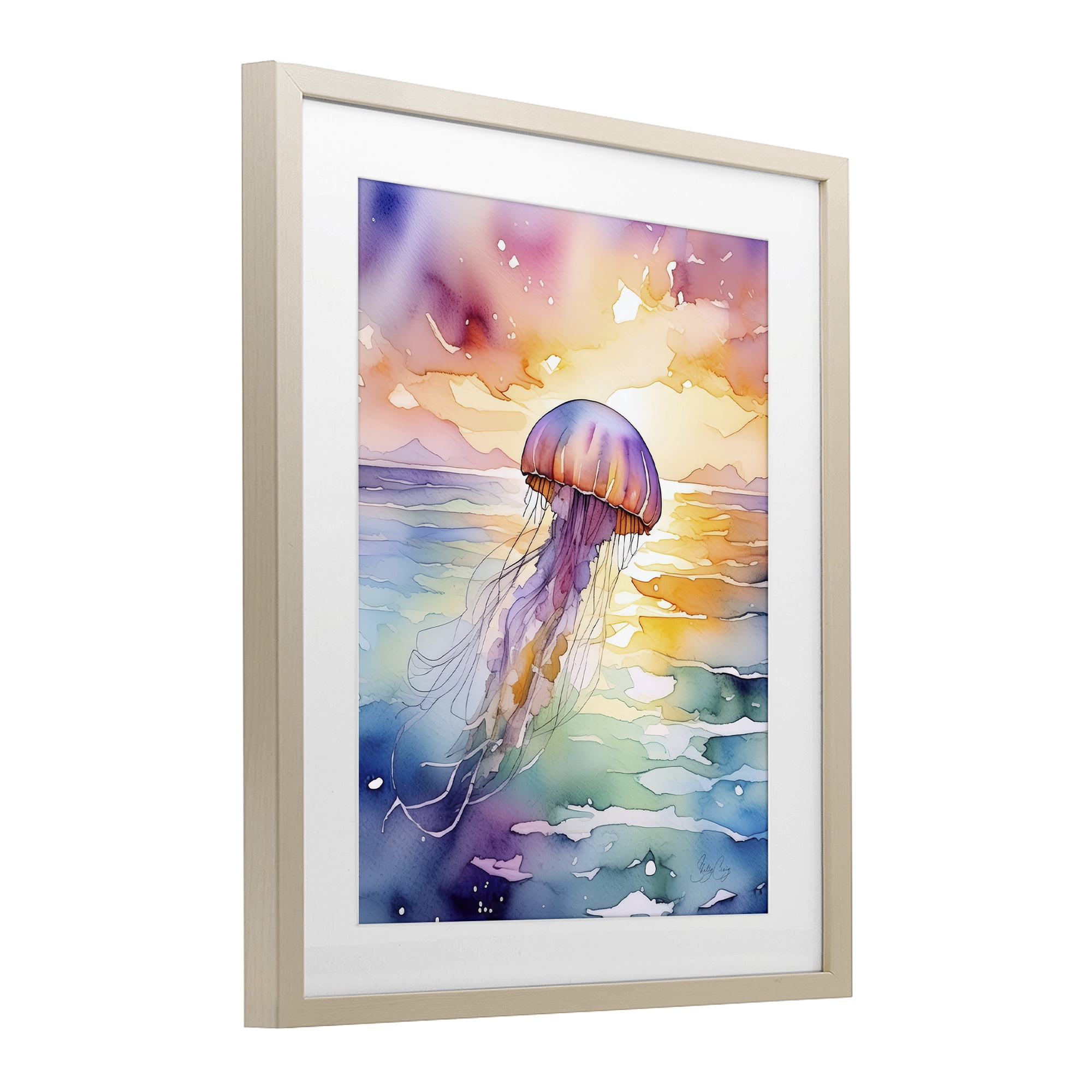 Stupell Industries Celestial Drift Jellyfish Birch Framed Print Under Glass, design by Shelly Craig